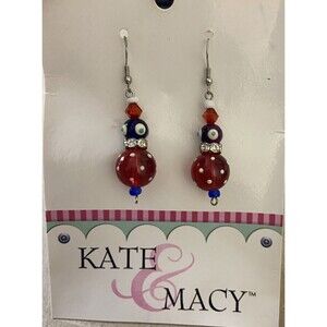 Kate & Macy Clementine Design Lighthouse Lane Red White Blue Earrings Jewelry